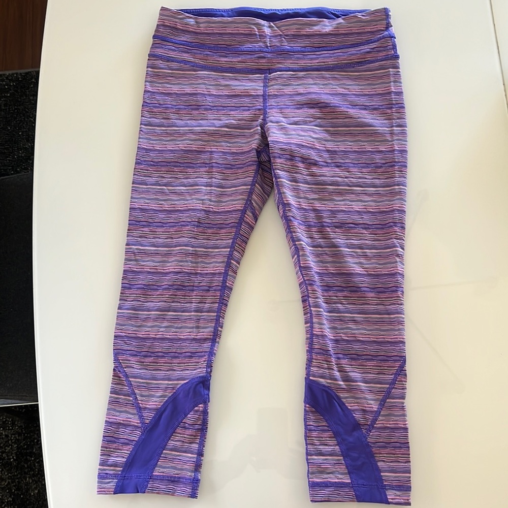 Lululemon purple striped cropped leggings
